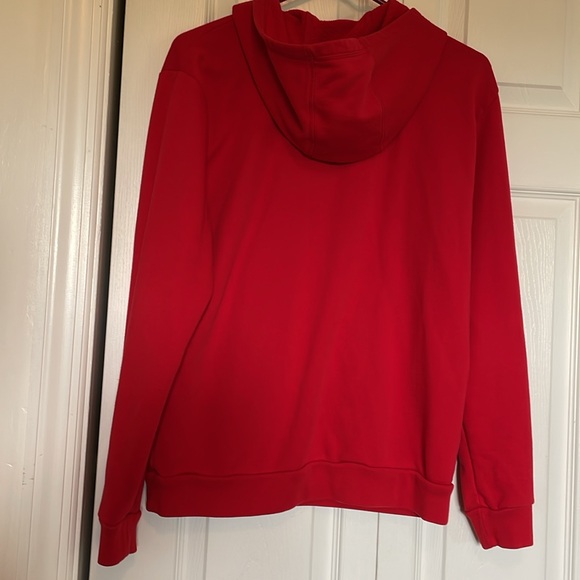 Youth L (18-20) Adidas hooded sweatshirt red/black graphic Kangaroo pouch/pocket - Picture 8 of 8